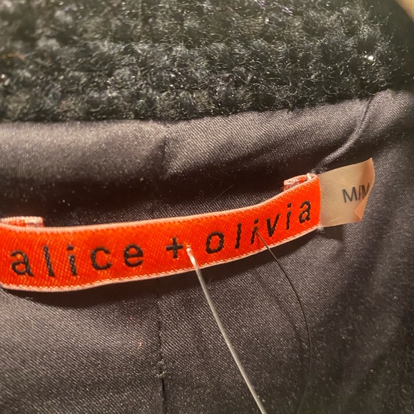 Alice + Olivia Black & Sparkle Waist Tie Coat Size M - Picture 2 of 16